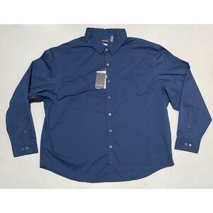 Van Heusen Mens Size 19 - 19 1/2 2XL Big & Tall Long Sleeve Button Up Blue Shirt